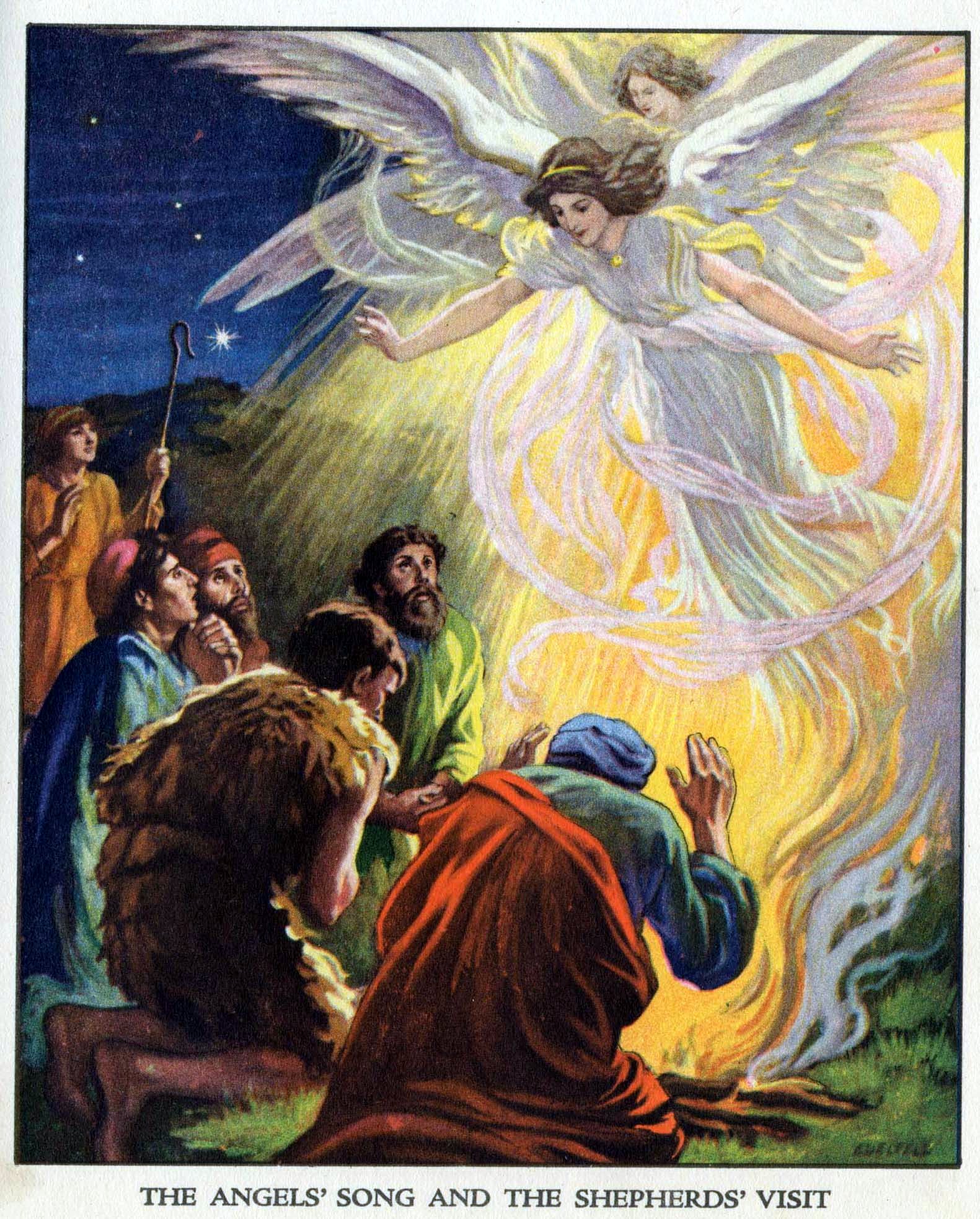 The angels' song and the shepherds' visit